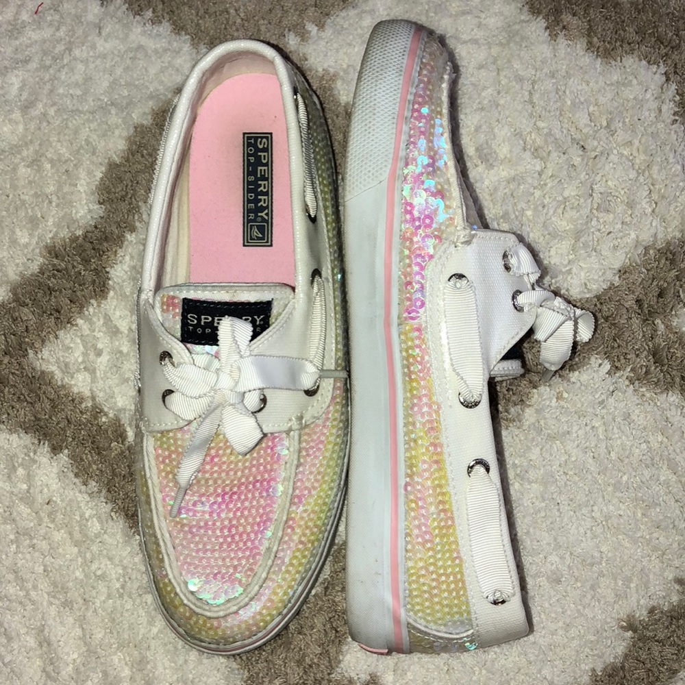 ⚡️SALE⚡️ Sperry white sequin boat shoes!!!